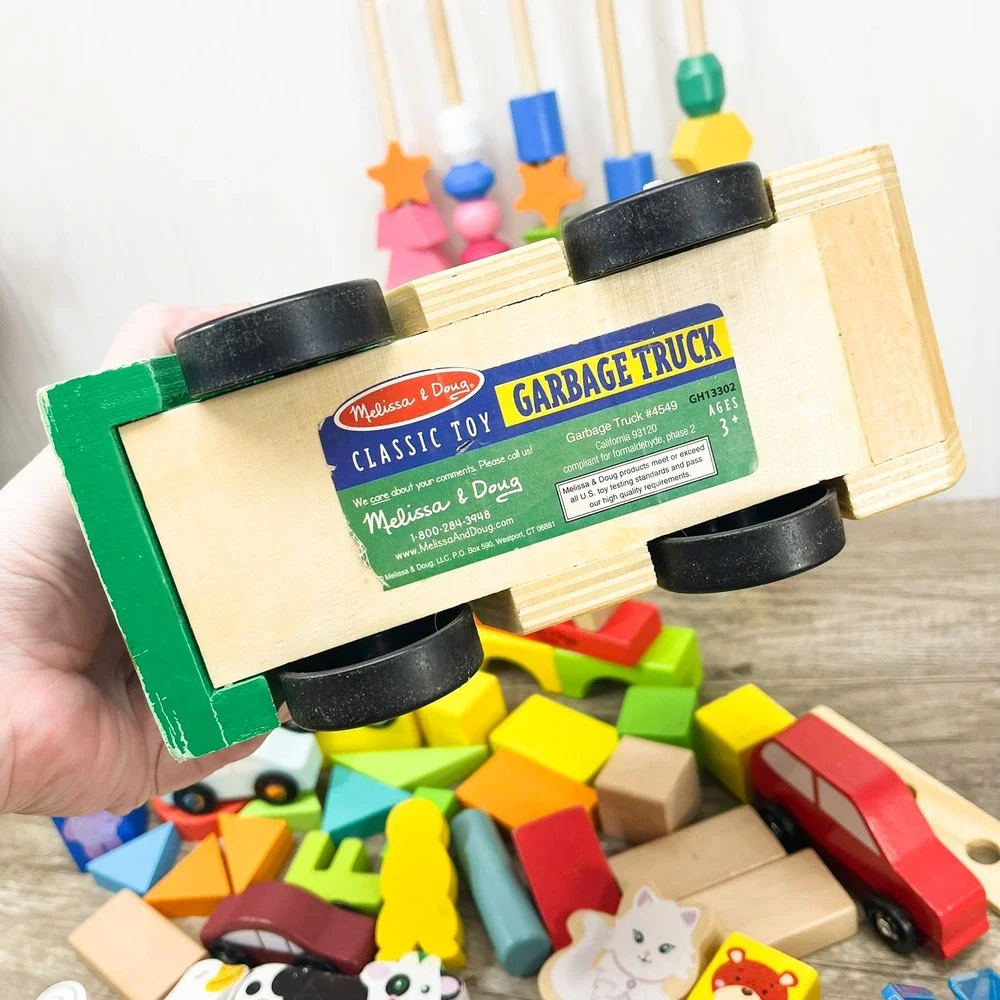 Montessori Wooden Building Blocks, Melissa and Doug Dump Truck and Wood Blocks